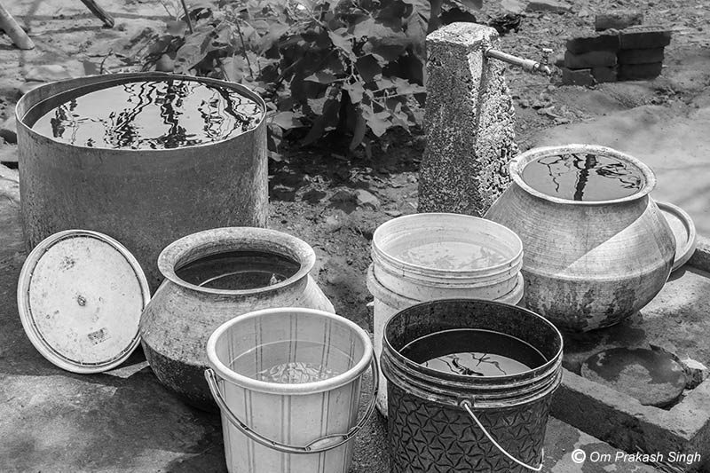 Storage of supplied JJM water at a rural home in Seraikela-Kharsawan district, Jharkhand, India